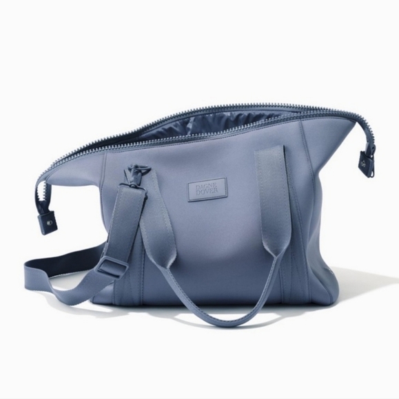 DAGNE DOVER Landon Ash Blue Neoprene Duffle Work Tote Gym Office Carry-On Travel - Picture 1 of 16